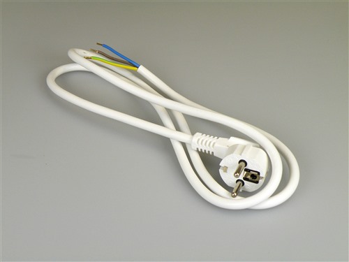 Foto 3x1.50 mm2 kabel - lengte 3000 mm WIT + stekker + randaarde