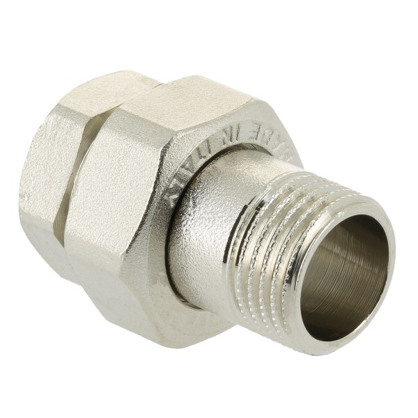 Afbeelding 70263 3-del. rechte koppeling 1/2 bi x 1/2 bu nikkel. pr/st 